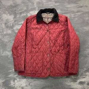 Barbour Quilted Winter Tartan Jacket Women's 10 Red Plaid Lined